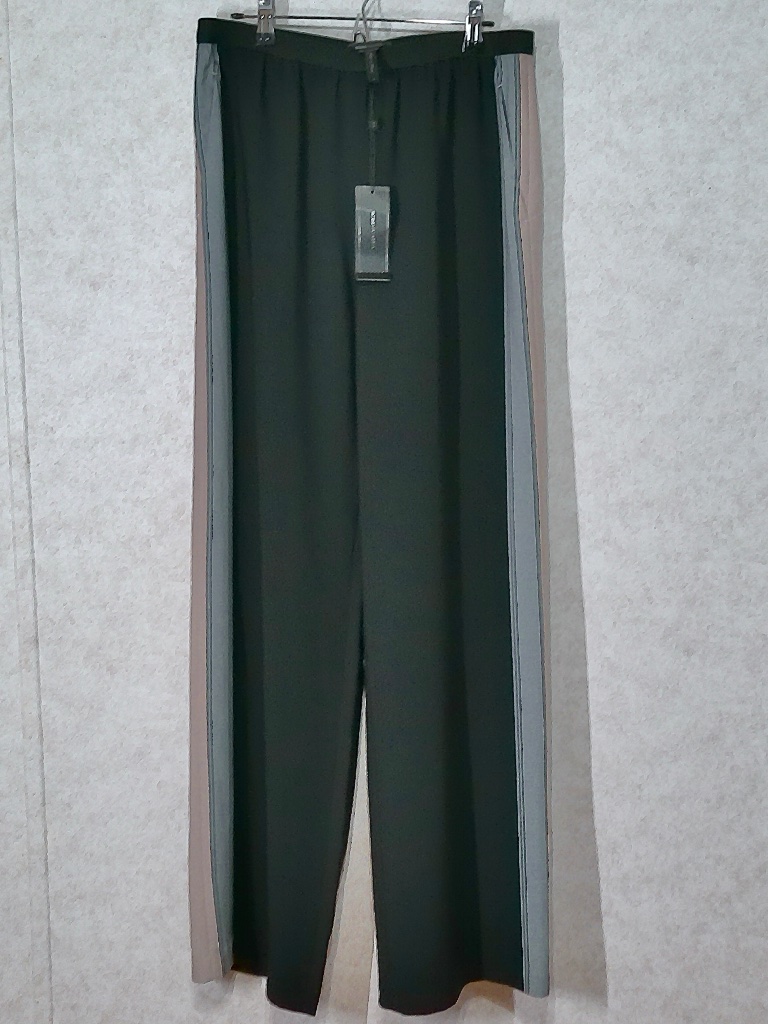 Nwt Bcbgmaxazria Palazzo Pants, Black,Side Stripes Gray&Kaki Elastic Waist Sz S